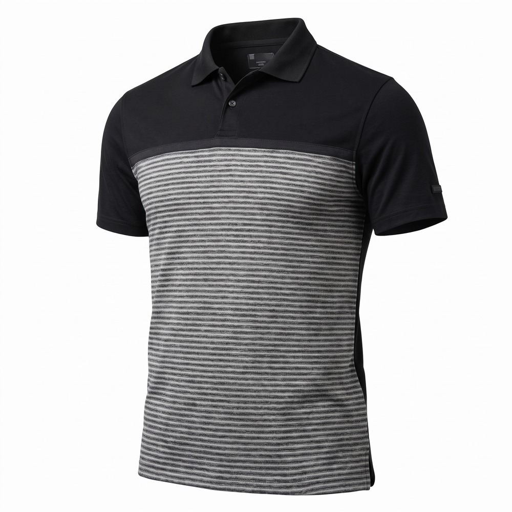 Nike Tiger Woods Dri-FIT Golf Polo Mens Small Black Grey Striped BV1320-010
